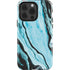Aqua Blue Marble Ink iPhone 15 Pro Impact Case